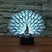3D Illusion Lamp Novelty Optical Led Light 7 Colors Change Peacock Light Touch Switch Table Desk Lamps for Kids Bedroom Birthday Christmas Gifts