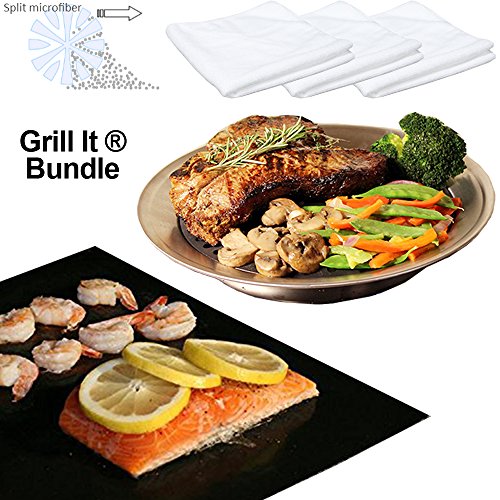 The Ultimate Grill It Bundle - The Original Stove Top Grill, The Original BBQ Grill Mat, + 3 Microfiber Cleaning Cloths.