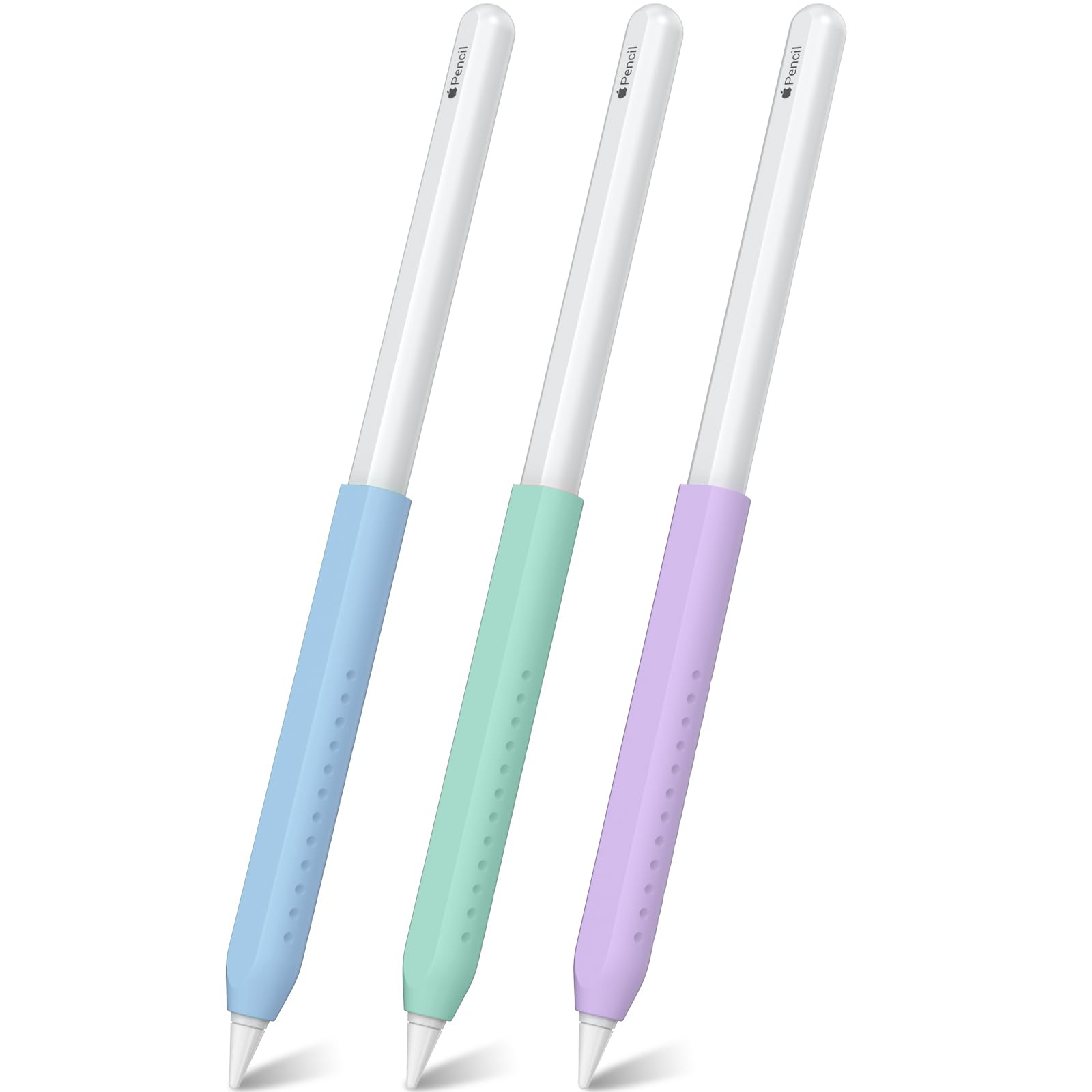 Photo 1 of NIUTRENDZ 3 Pack Silicone Grip for Apple Pencil 2nd Generation & Apple Pencil (USB-C) Grip Ergonomic Design Protective Case Cover Sleeve (Purple + Blue + Green)