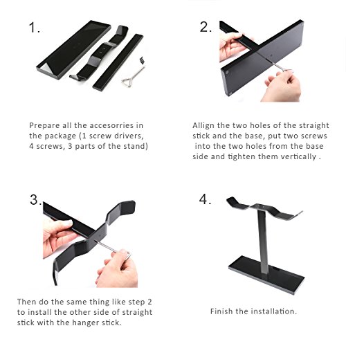 [Updated] AmoVee Acrylic Headphone Hanger Universal Headphone Stand Gadget Holder - Black - Thumbnail 4