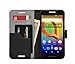 i-UniK Alcatel A30 Kickstand Flip Cover with Card/ID Holder Phone Wallet Case (Black)