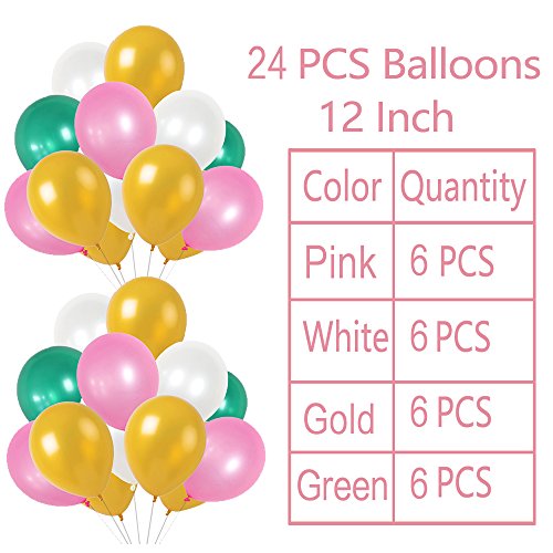 Girls Birthday Decorations, Pom Poms Flowers Kit , Hanging Birthday Banner, Paper Garland, Tassels and Balloons for 1st Birthday Girl Decorations Kids Birthday by Litaus