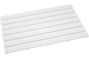 Forevich Bamboo Bath Shower Mats Waterproof Floor Mats for Bathroom Kitchen Spa Indoor Outdoor Use 26" L x 15.75" W White