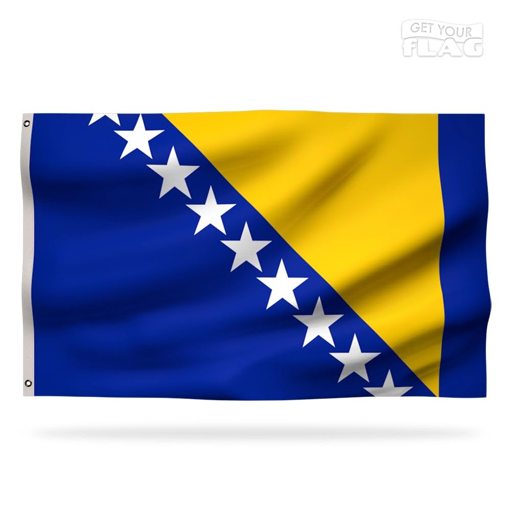 Bosnia and Herzegovina Premium Flag 150x90cm - Very Resistant and Excellent Quality Bosnian Flag with 2 metal eyelets - Be proud of your colors ! — image 1