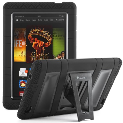 i-Blason Kindle Fire HD 7 Inch Tablet 2013 Release(NOT COMPATIBLE WITH FIRE 7 2015)Kid Friendly Armorbox Full Body Protective KickStand Case with Built-in Screen Protector(Black)