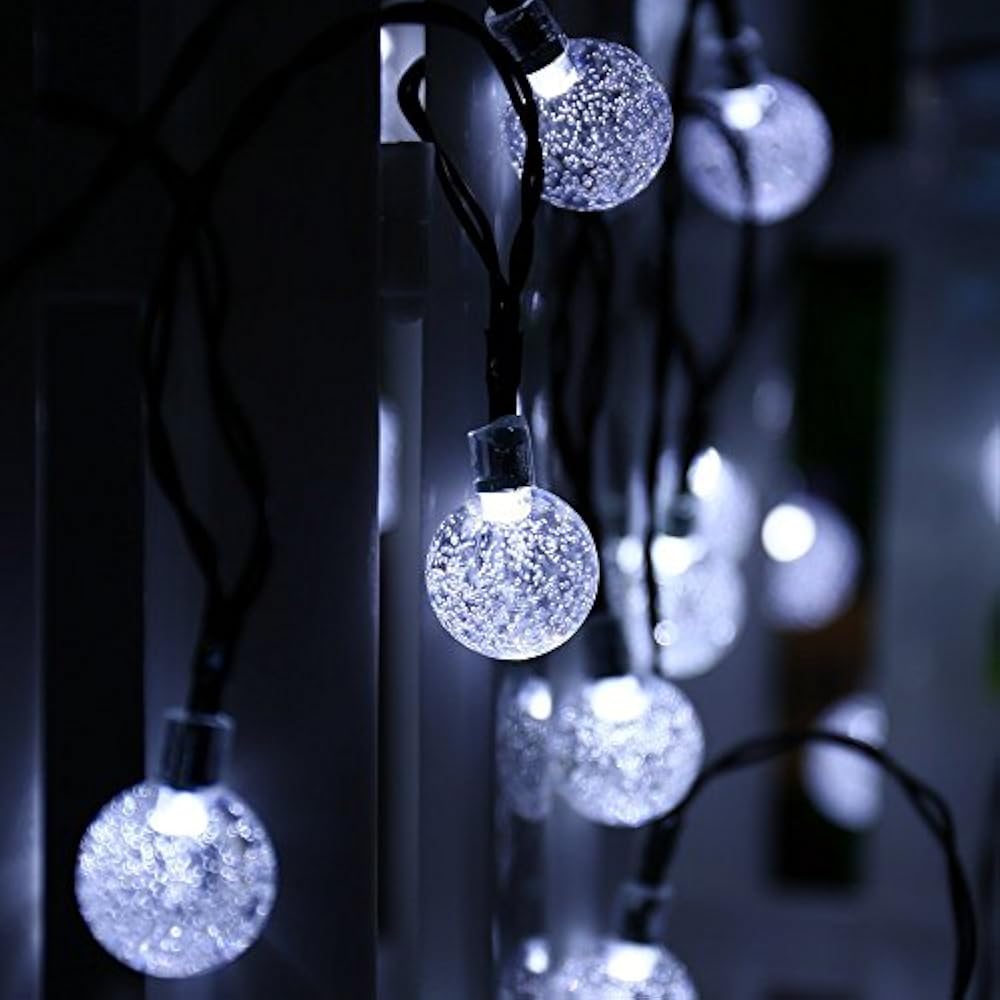 Solar String Light 23 Ft 50LED Crystal Ball Waterproof Lights Powered