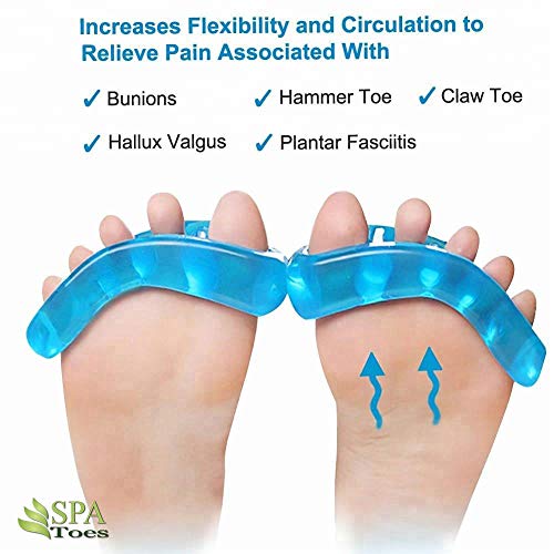 SPA Toes - Orthopedic Toe Separators - Stretchers - Straighteners & Dividers for Correcting Overlapping Toes, Bunions, Hammer Toe, Corns, Pedicures - Soft Gel Spacers - Cleansing Alcohol Pad