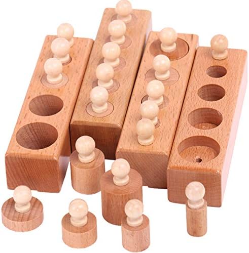 Alikeke Wooden Toys Montessori Educational Cylinder Socket Blocks Toy Baby Development Practice and Senses