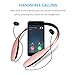 Bluetooth Headphones, Bluenin Stereo Neckband Wireless Headset Retractable Sport Earbuds with Mic for iPhone 7 iPhone 7 Plus (15 Hours Play Time, Noise-Cancelling, Bluetooth 4.1) (Rose Gold)