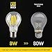 Lucero LED Filament Healthy Edison Light Bulb - Dimmable Warm White 8W - 80W Equivalent UL Listed A19 E26/27 Base 2700K
