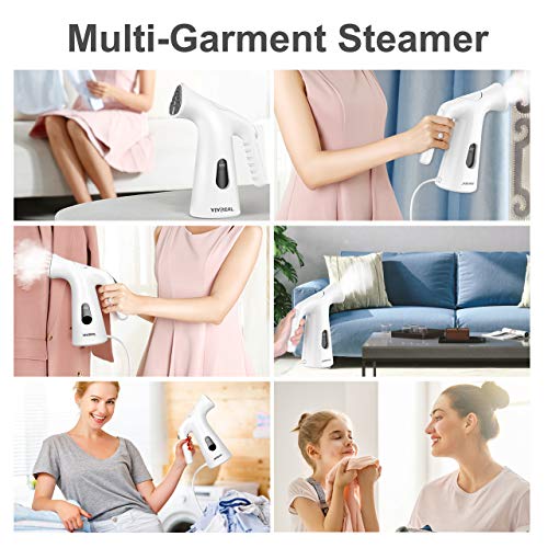 VIVREAL Steam Iron for Clothes, Handheld Garment Steamer for Soft Fabrics and Clothes, Fast Heat-Up, Auto-Off, Remove Wrinkles/Sterilize/Sanitize/Defrost, 120ml Clothes Steamer for Home Office Travel