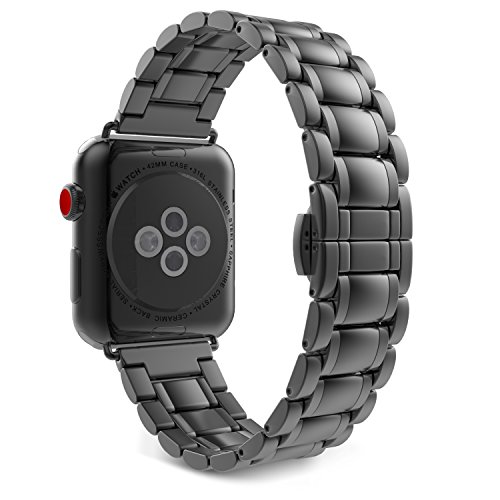 MoKo Compatible Band Replacement for Apple Watch 42mm 44mm Series 4/3/2/1, Stainless Steel Metal Replacement Smart Watch Strap Bracelet - Space Gray (Not Fit iWatch 38mm 40mm)