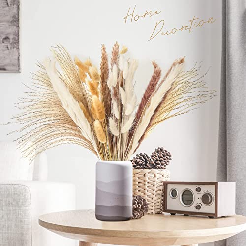 JOHOUSE 60pcs Dried Pampas Grass,White Brown Pampas Reeds Dried Bunny Tails Flowers Vase Boho Home Decor