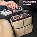 Creathing Leakproof Car Trash Can [3 Gal] Slim Design Garbage Bin– Universal Fit in Cars, Trucks, SUVs, for Floor, Console or Seat Hanging (Beige)