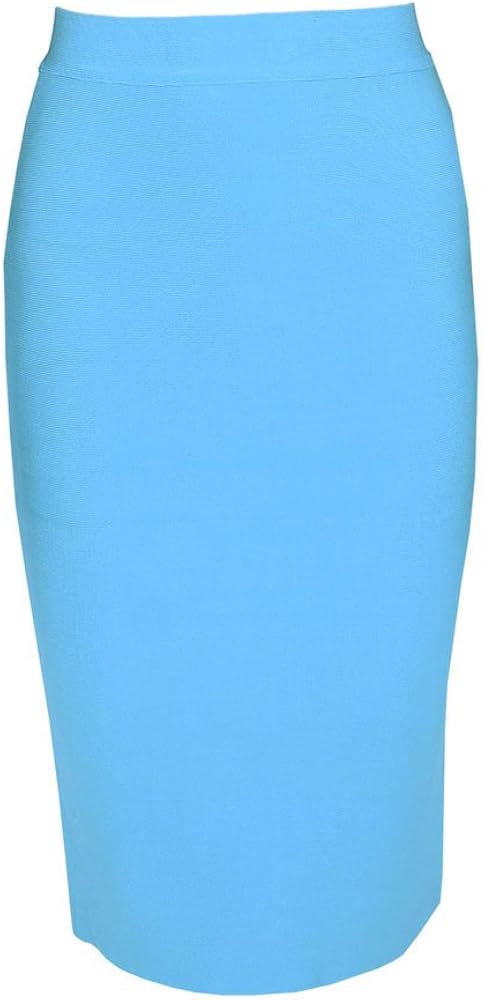 HLBandage High Waist Pure Color Knee Length Rayon Bandage Skirt: Clothing