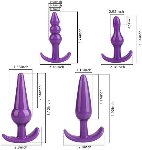 Medical Silicone Plug Toys for Women Men Purple Pack of 4