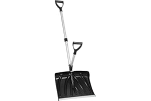 Snow Shovel, 18x13 in Blade, Ergonomic Snow Shovels with Assisted D-Ring Handle, 3.5LBS Lightweight Aluminum Shoveling Tool f