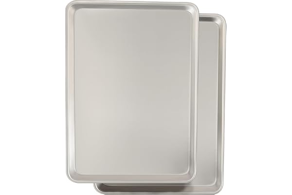 Commercial Quality Baking Sheet Pan Set, Natural Aluminum Cookie Sheet, Umite Chef Warp Resistant Baker's Half Sheet Pan, Lar