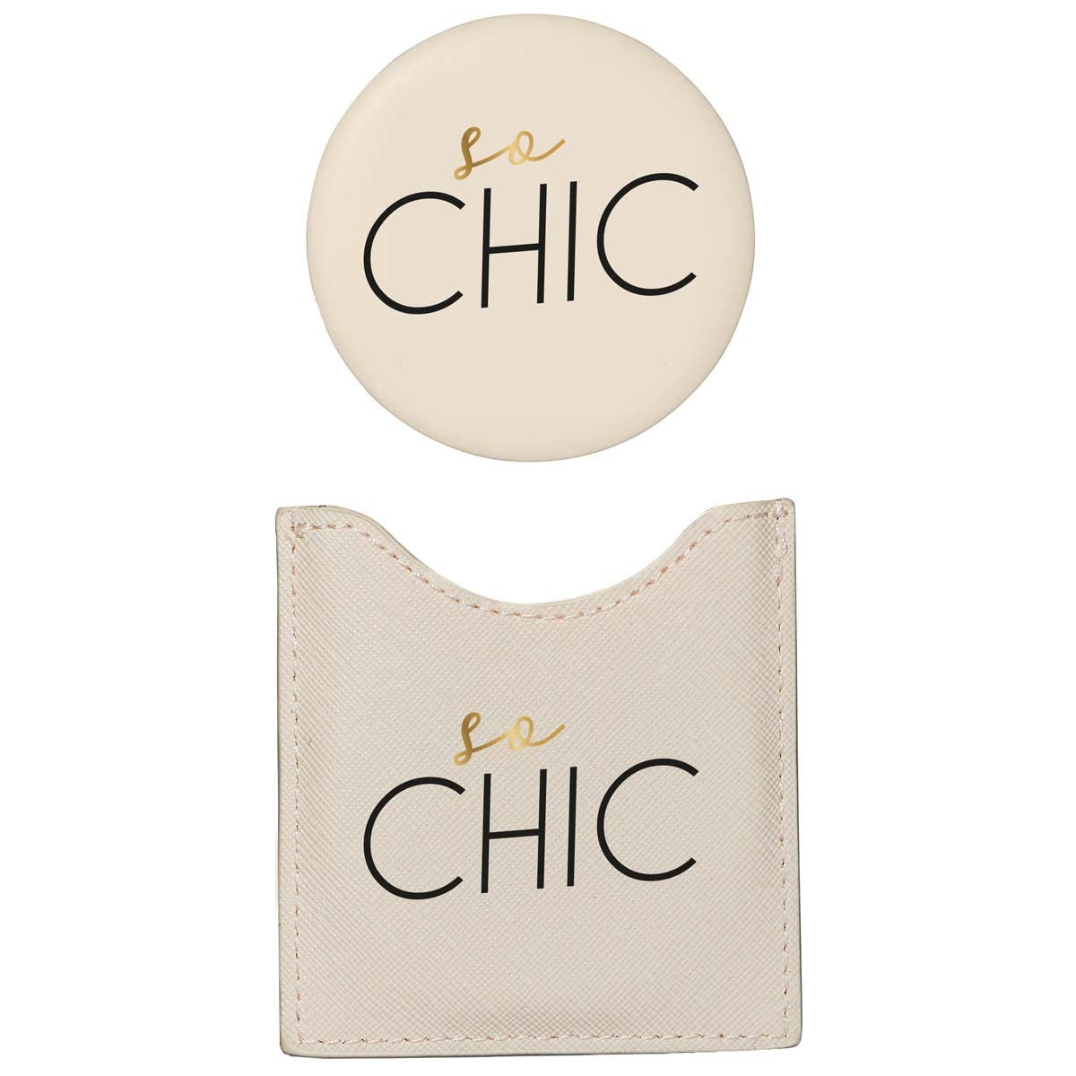 Draeger - So Chic Round Pocket Mirror to Take Anywhere, Any Occasion - Dimensions 8.5 cm x 8 cm