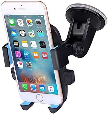 TKONG Car Mount Phone Holder Suction on Windshield 360 Degrees Rotation Freely Adjustable for iphone 7 Plus and Universal Phone (Blue)