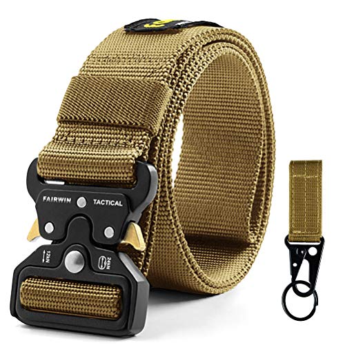 Fairwin Tactical Belt for Men, Military Style Nylon Web Belt with Heavy-Duty Quick-Release Metal Buckle