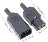 YINGSC IEC 320 C14 Power Plug Socket 2 Pair Panel Mount 250V 10A Connector view 4