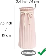 JUZAI White Ceramic Vase 8 Inch Nordic Rustic Centerpiece Ribbed view 2