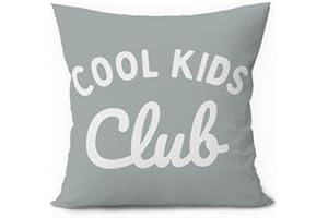 ETVISO Boys Girls Room Decor, Cool Kids Club Pillow Cover 18x18, Preppy Grey Decorative Throw Pillow Case for Toddler Kids Bedroom Playroom Nursery