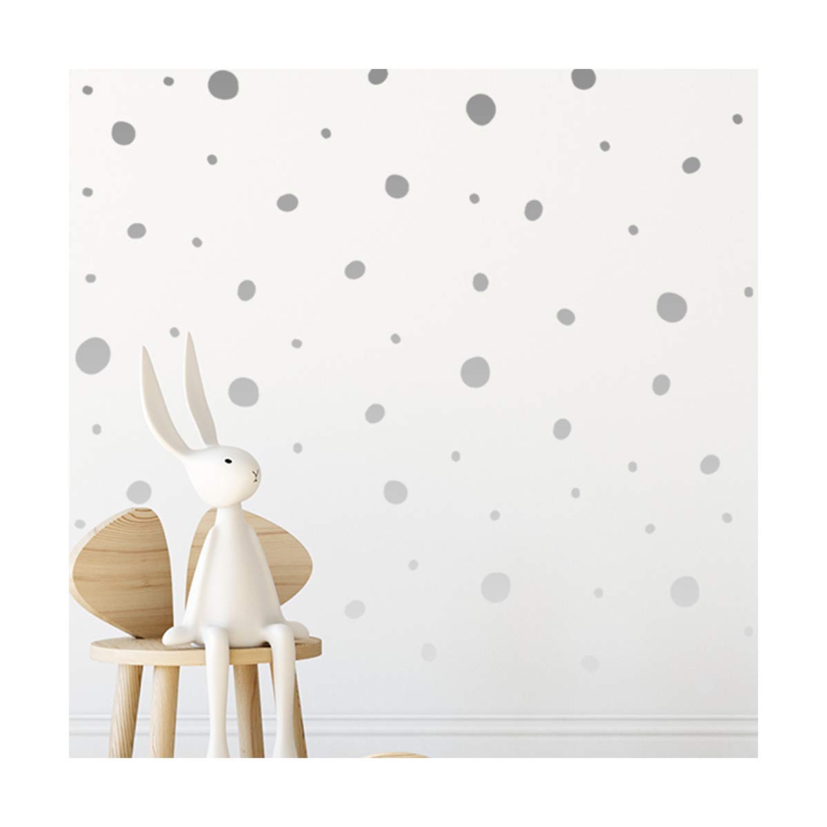 StickerDeen | Hand Drawn Blobs & Dots Shape Decoration Removable Wall Art Vinyl Decal Stickers | (Pack of 152) (Silver)