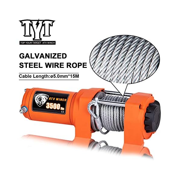 TYT 12V 3500 lb Electric ATV/UTV Winch, OffRoad Waterproof Steel Cable