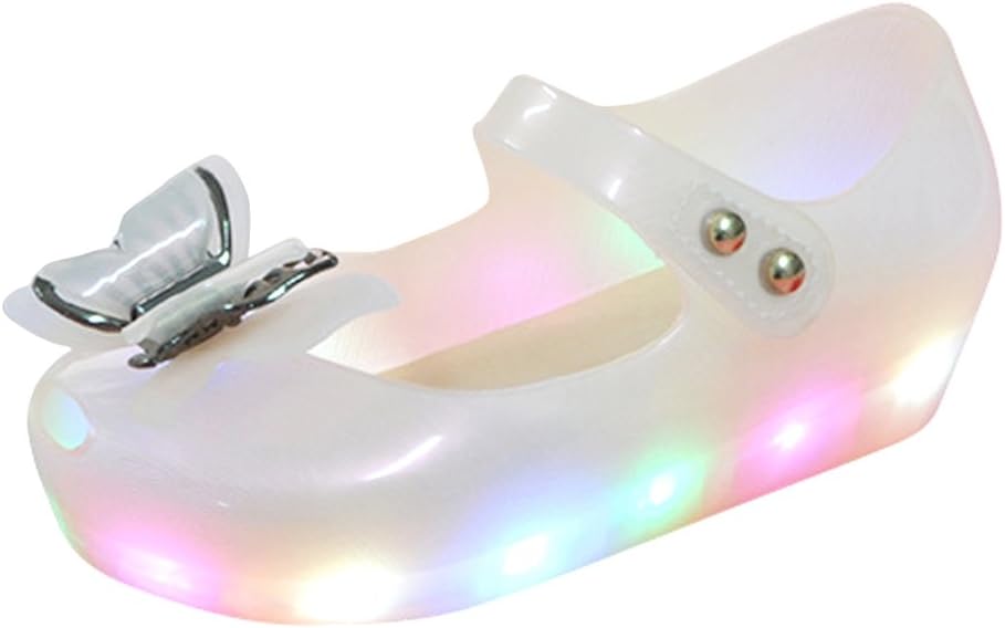 Tortor 1Bacha Baby Girls' Butterfly LED Light Up Flashing Jelly Shoes Mary Jane (Toddler)
