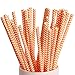Webake 100 Pack Chevron Paper Straws Wave Patterned Drinking Straws Bulk 7.75 Inch Disposable Biodegradable Restaurant Supplies Halloween Party Decoration Orange Striped