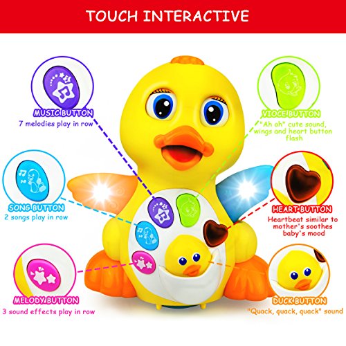 BestFire Musical Dancing and Singing Duck Toy – Walks, Flaps Wings - 6 Songs, Speaking and Sound Effect Modes - Toys Gift for Babies, Toddlers, Kids - Thumbnail 2