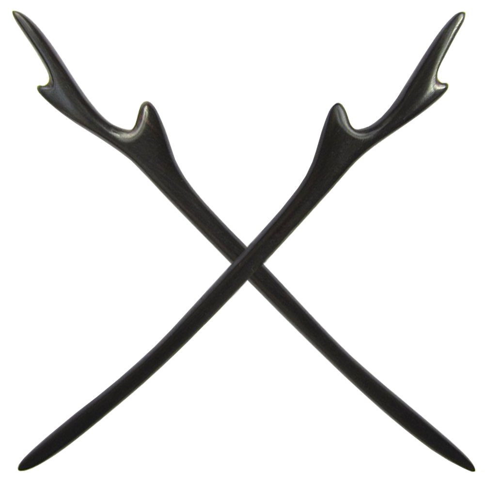 HOLLIHI 2 Pieces Handmade Ebony Wood Carved Hair Decor Sticks Shawl Pins Picks Pics Forks for Women Girls Hair Updo Making Accessory 18cm, Dragon Horn