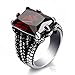 ELFASIO Mens Stainless Steel Ring Dragon Claw Ruby Red Cubic Zirconia Biker Jewelry size 8-15