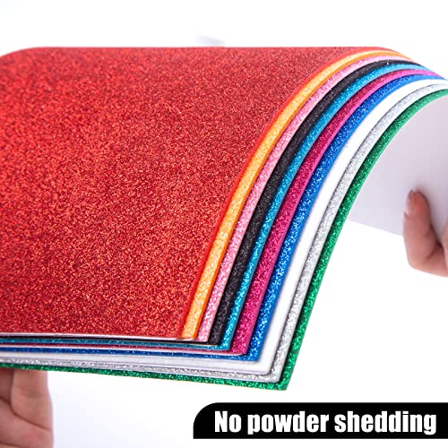 LOVEINUSA A4 Glitter Cardstock Paper, 30 Sheets Glitter Foam Sheet Self Adhesive Sparkle Vinyl Sticker for Gift Wrapping DIY Party Decorations 10 Colors