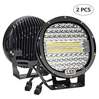 LED Light Bar,2PCS BEAMCORN 9 inch 384W Flood Spot Combo Led Round Driving Lights Headlamp Headlight Off Road Lights for Jeep Wrangler Truck SUV Tractor Trailer ATV 4X4 Black