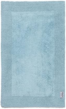 QltyFrst Bath Rugs Reversible Cotton 1900 GSM Size 21”x34” Bathroom Rugs Luxurious Bath Mat Extra Plush Absorbent Blue