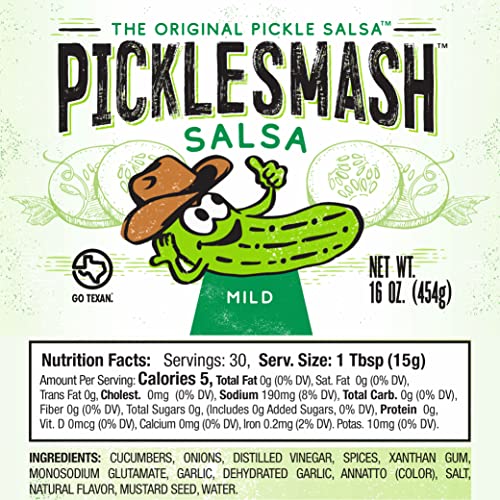 PickleSmash Pickle Salsa Mild 3 Pack Sugar Free Salsa, Topping