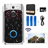 Video Doorbell Camera (Upgraded) with Ring Chime (All in One),Wi-Fi with PIR Motion Detection,Waterproof,Wide Angle,Night Vision,Real-Time Notification,Two-Way Talk,32GB SD Card,3 Batteries, USB Cable