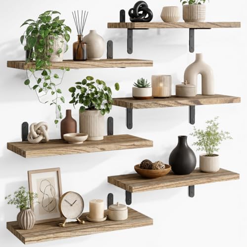 Konicoo 6 PCS Estante Flotante, Repisas Flotantes De Pared 40 * 15cm, Repisas Flotantes Soporta hasta 10 Kg,Repisa Flotantes Montadas,Faciles De Instalar,para Almacenar Articulos y Decorar