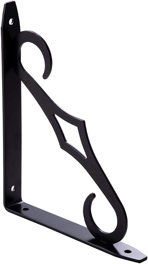 Home Master Hardware 6.5 Inch Decorative Shelf Brackets Shelf Support Corner Brace Joint Right Angle Bracket Black with Screws 10 Pack: Home Improvement