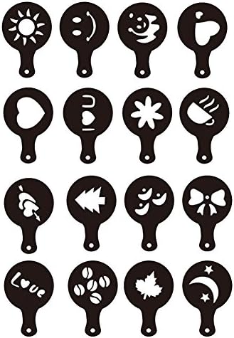 16 Pcs Fashion Creative Plastic Coffee Stencils Template Art Stencils Strew Flowers Pad Duster Spray