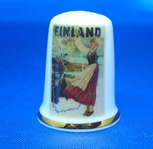 Birchcroft Porcelain China Collectable Thimble - Travel Poster Series Finland - Free Gift Box