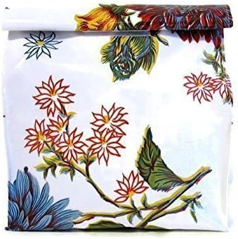 Oilcloth Lunch Snack Bag Doggy Sack White Floral Vegan Reusuable