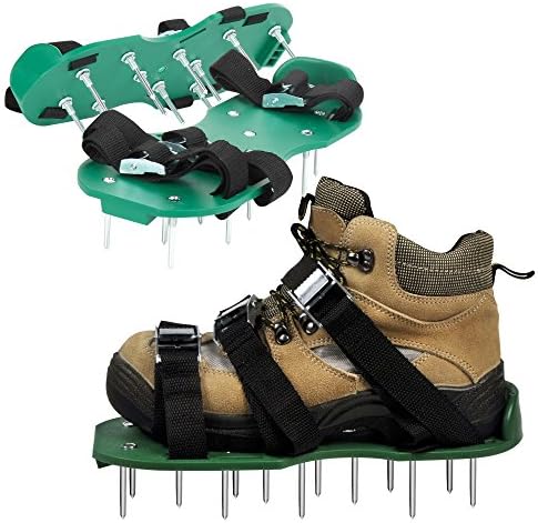 Gracia Garden Lawn Aerator Shoes - 3 Adjustable Straps with Heavy Metal Buckles, Spare Spikes, Bonus Wrench and Easy Assemble Instruction Included- For Fertilize Your Garden