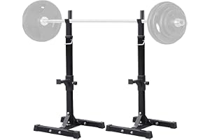 Yaheetech Adjustable Squat Rack Pair, Barbell Weight Stands for Bench Press | Steel construction supports up to 550 lb, and adjustable height suits squats, presses and compact home workout spaces.