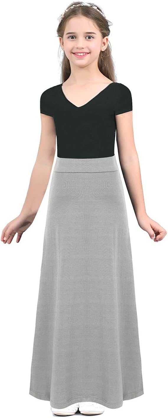 Amazon ティアオバグ Tiaobug 子供 ロング スカート 女の子 マキシ ロング 長め 丈 春秋フレア フリル レース チュール パニエ 上品 オシャレ お洒落 グレー 8 スカート 通販