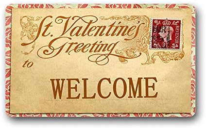 LALKIO Personalized Doormat Valentine'S Greeting, Souvenir Stamp Door Mats For Entrance Way Indoor Bathroom Mats Non-woven Fabric (18"x30")