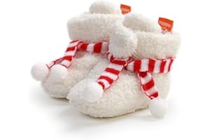 Ohwawadi Infant Baby Boys Girls Slippers Cozy Fleece Booties Soft Bottom Warm Cartoon Socks Newborn Crib Shoes